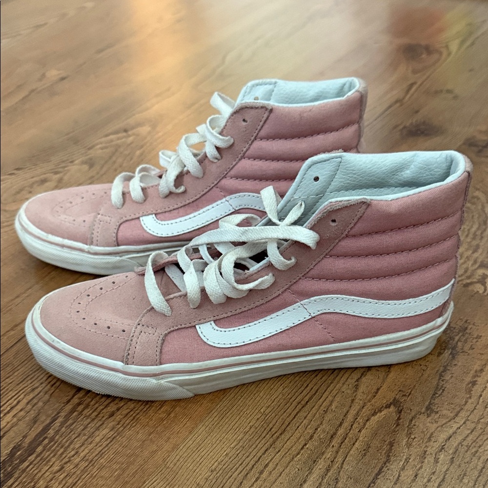 Pink and White High-Top Sneakers